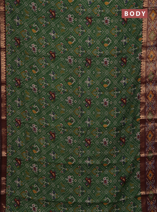 Green & Maroon Semi Maheshwari Cotton Saree