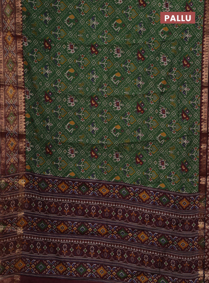 Green & Maroon Semi Maheshwari Cotton Saree