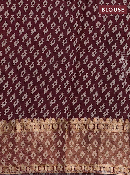 Green & Maroon Semi Maheshwari Cotton Saree