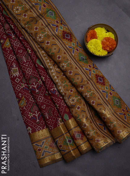 Maroon & Mustard Yellow Semi Maheshwari Cotton Saree