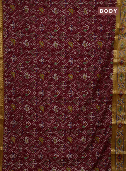 Maroon & Mustard Yellow Semi Maheshwari Cotton Saree