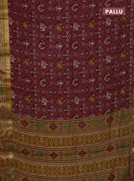 Maroon & Mustard Yellow Semi Maheshwari Cotton Saree