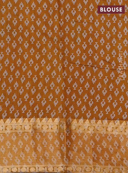 Maroon & Mustard Yellow Semi Maheshwari Cotton Saree