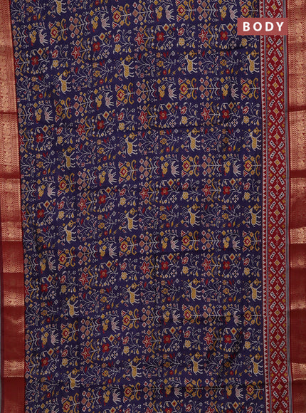 Blue & Maroon Semi Maheshwari Cotton Saree