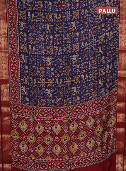 Blue & Maroon Semi Maheshwari Cotton Saree