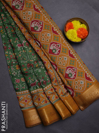 Green & Mustard Yellow Semi Maheshwari Cotton Saree