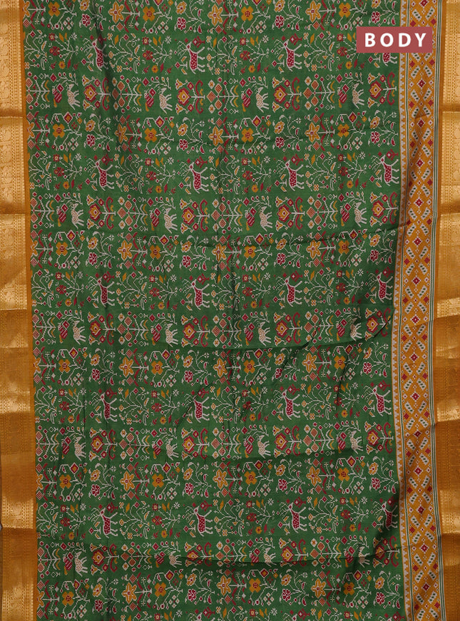 Green & Mustard Yellow Semi Maheshwari Cotton Saree