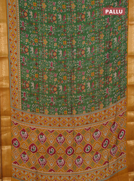 Green & Mustard Yellow Semi Maheshwari Cotton Saree