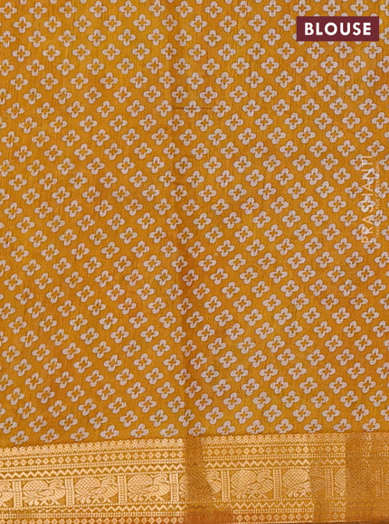 Green & Mustard Yellow Semi Maheshwari Cotton Saree