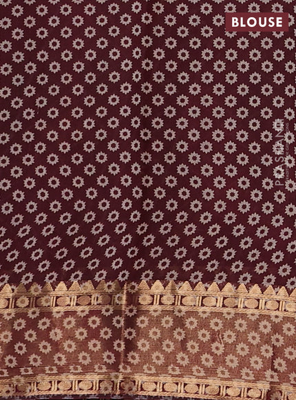 Mustard Yellow & Maroon Semi Maheshwari Cotton Saree