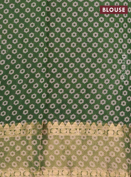 Maroon & Green Semi Maheshwari Cotton Saree