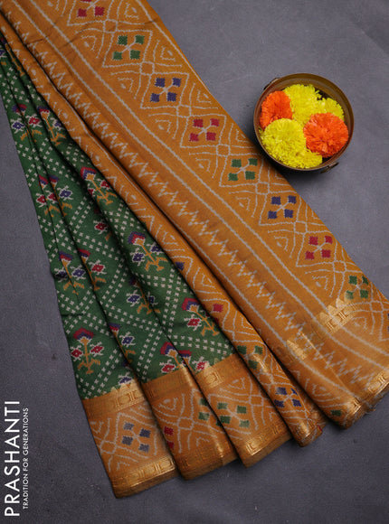 Green & Mustard Yellow Semi Maheshwari Cotton Saree