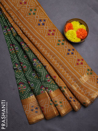 Green & Mustard Yellow Semi Maheshwari Cotton Saree
