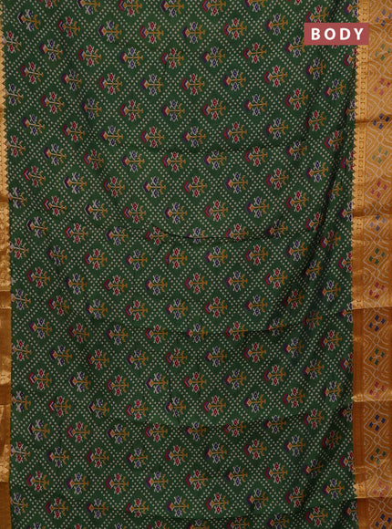 Green & Mustard Yellow Semi Maheshwari Cotton Saree