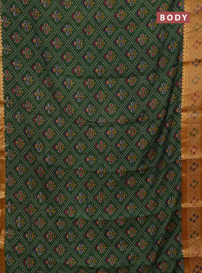 Green & Mustard Yellow Semi Maheshwari Cotton Saree