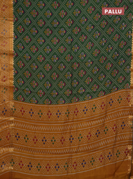 Green & Mustard Yellow Semi Maheshwari Cotton Saree