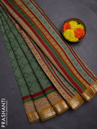 Green & Mustard Yellow Semi Maheshwari Cotton Saree