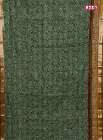 Green & Mustard Yellow Semi Maheshwari Cotton Saree