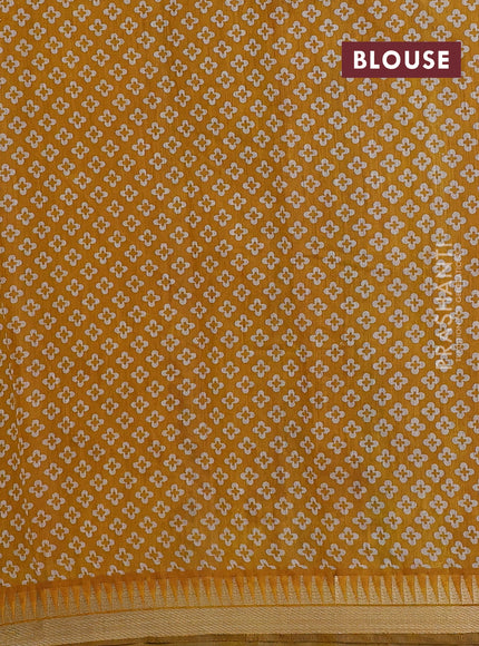 Green & Mustard Yellow Semi Maheshwari Cotton Saree