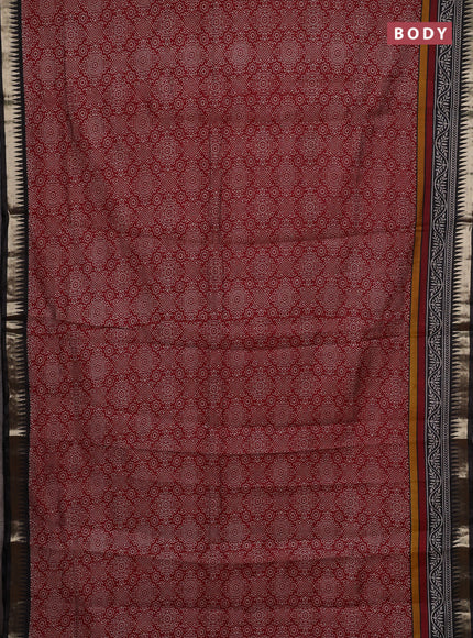 Maroon & Black Semi Maheshwari Cotton Saree