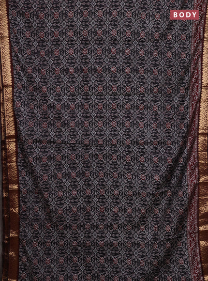 Black & Maroon Semi Maheshwari Cotton Saree