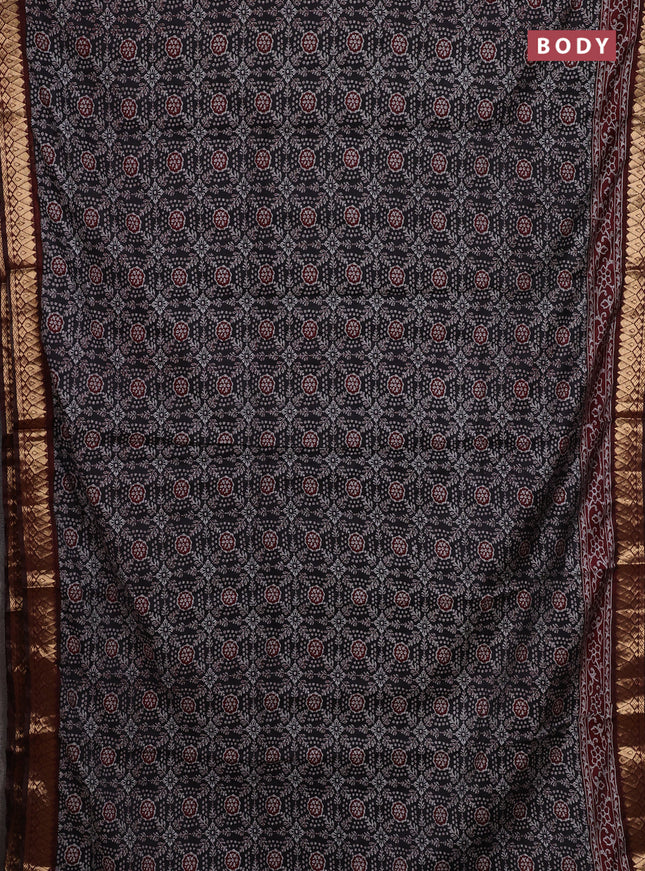 Black & Maroon Semi Maheshwari Cotton Saree