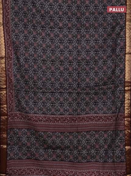 Black & Maroon Semi Maheshwari Cotton Saree