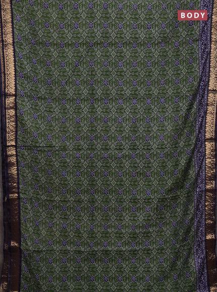 Green & Navy Blue Semi Maheshwari Cotton Saree