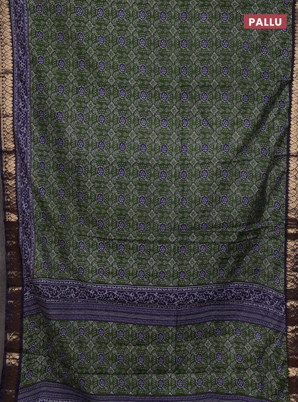 Green & Navy Blue Semi Maheshwari Cotton Saree