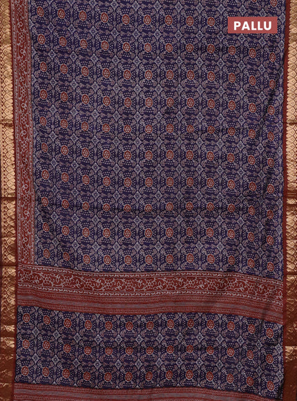 Blue & Rust Semi Maheshwari Cotton Saree