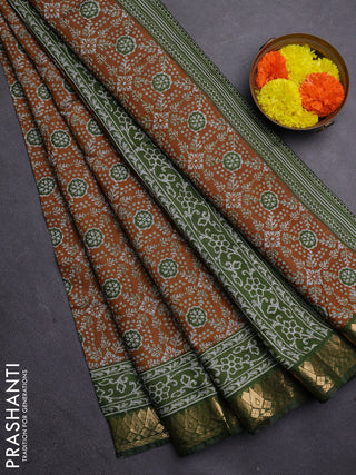Mustard Yelloew & Green Semi Maheshwari Cotton Saree
