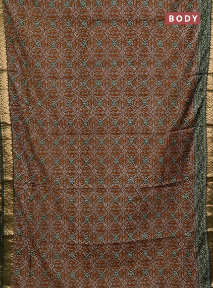Mustard Yelloew & Green Semi Maheshwari Cotton Saree