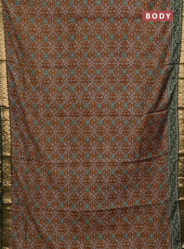 Mustard Yelloew & Green Semi Maheshwari Cotton Saree