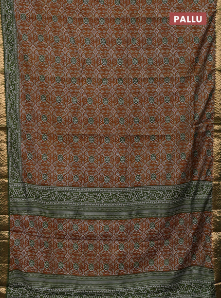 Mustard Yelloew & Green Semi Maheshwari Cotton Saree