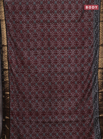 Maroon & Black Semi Maheshwari Cotton Saree