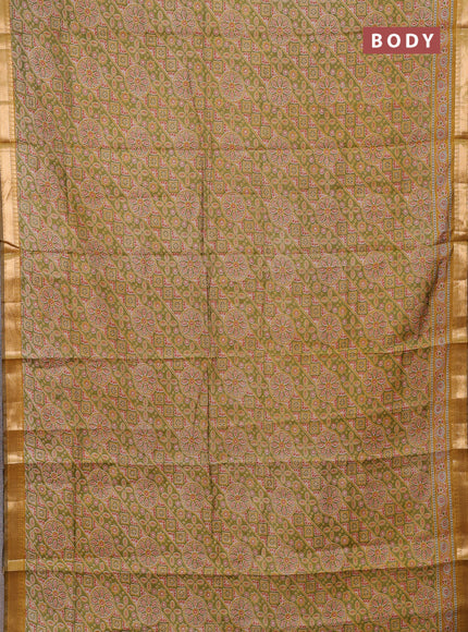 Green & Mustard Yellow Semi Maheshwari Cotton Saree