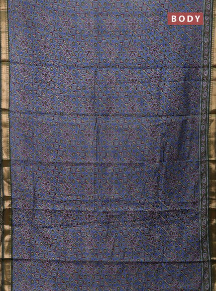 Blue & Green Semi Maheshwari Cotton Saree