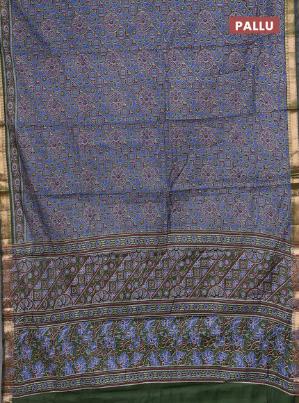 Blue & Green Semi Maheshwari Cotton Saree