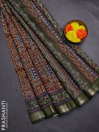 Mustard Yellow & Green Semi Maheshwari Cotton Saree