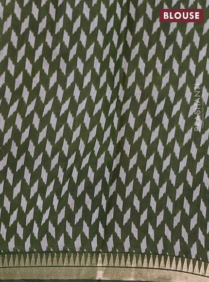 Mustard Yellow & Green Semi Maheshwari Cotton Saree