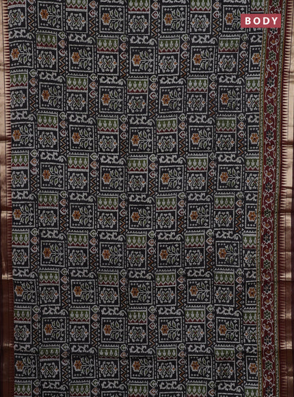 Black & Maroon Semi Maheshwari Cotton Saree