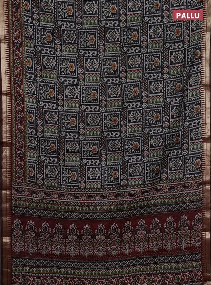 Black & Maroon Semi Maheshwari Cotton Saree