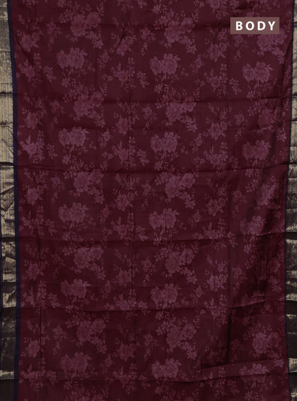Maroon & Navy Blue Semi Maheshwari Cotton Saree
