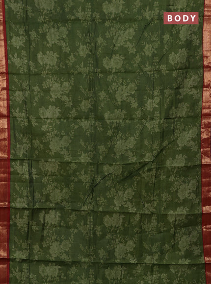 Green & Maroon Semi Maheshwari Cotton Saree