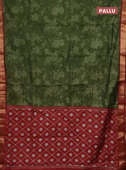 Green & Maroon Semi Maheshwari Cotton Saree