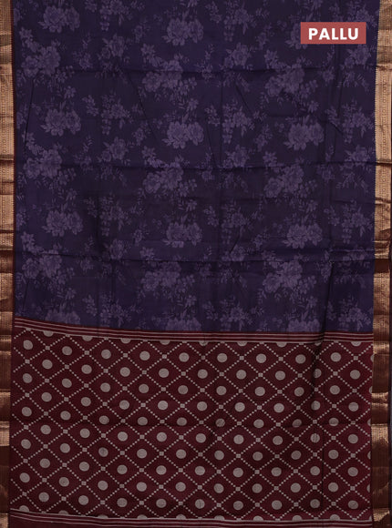 Violet & Maroon Semi Maheshwari Cotton Saree