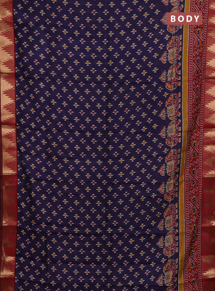 Navy Blue & Maroon Semi Maheshwari Cotton Saree