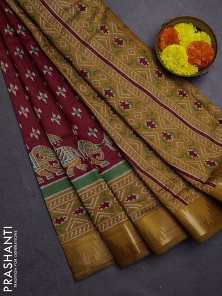 Maroon & Mustard Yellow Semi Maheshwari Cotton Saree