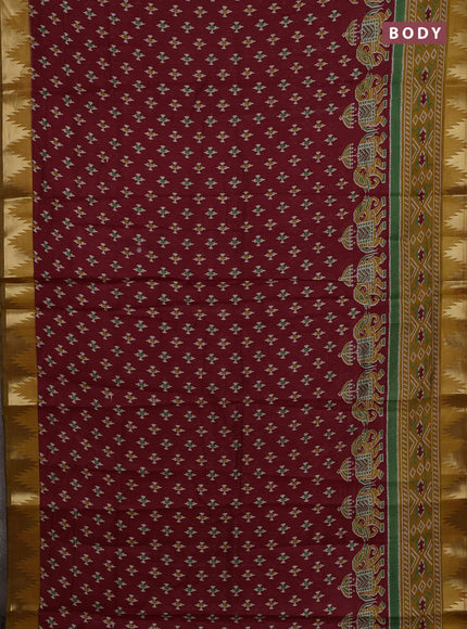 Maroon & Mustard Yellow Semi Maheshwari Cotton Saree