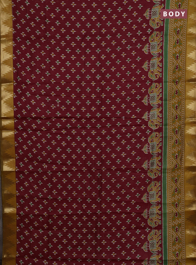 Maroon & Mustard Yellow Semi Maheshwari Cotton Saree